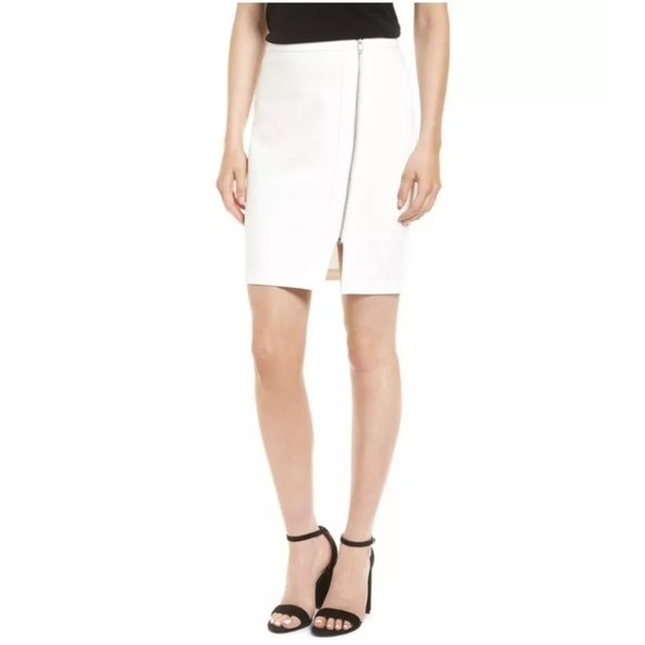 NEW Cupcakes and Cashmere Jann White Zip Pencil Skirt - Picture 1 of 13